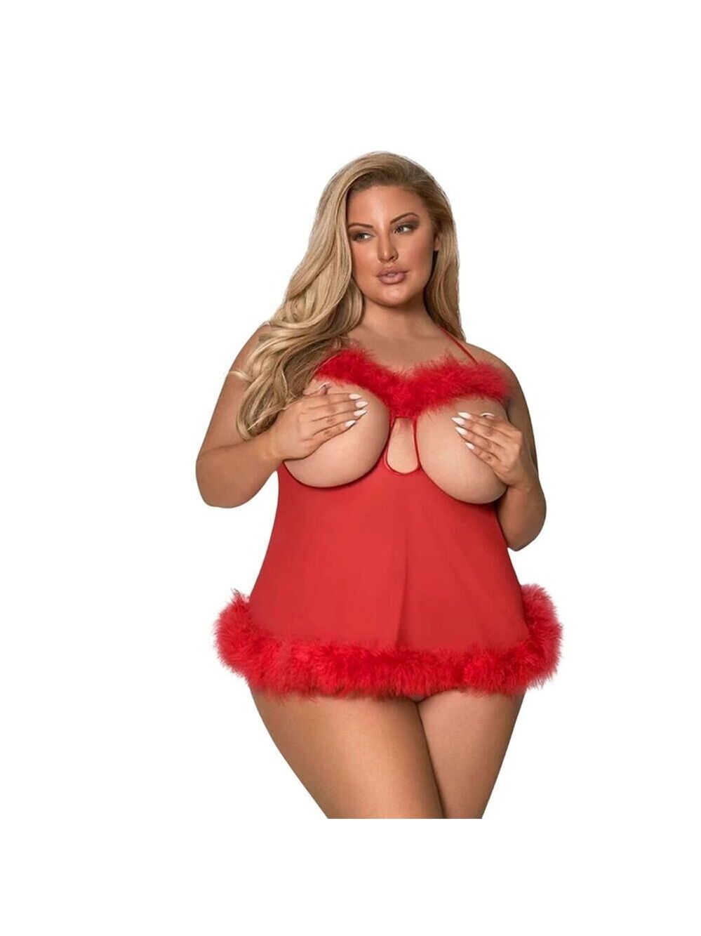 Plus Size Red Queen Magic Silk Babydoll Set Lingerie 1X 2X 3X